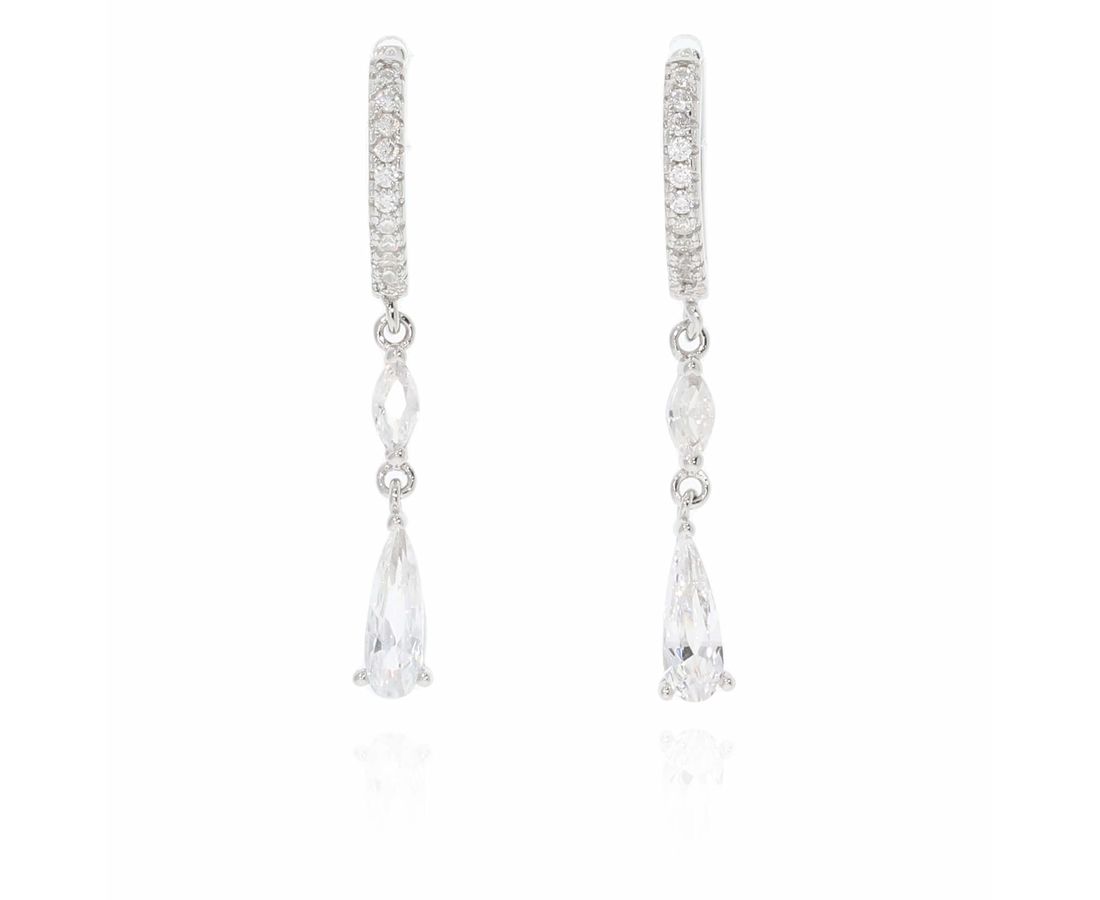 זוג עגילי חישוק כסף 925 טיפה