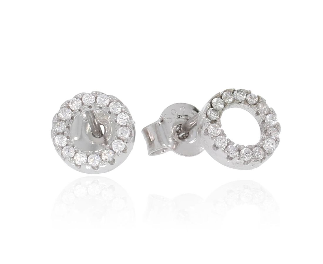 זוג עגילי כסף 925 עיגול זירקונים