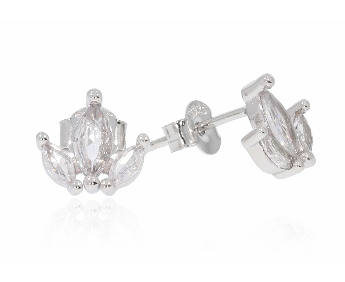 זוג עגילי לוטוס כסף 925