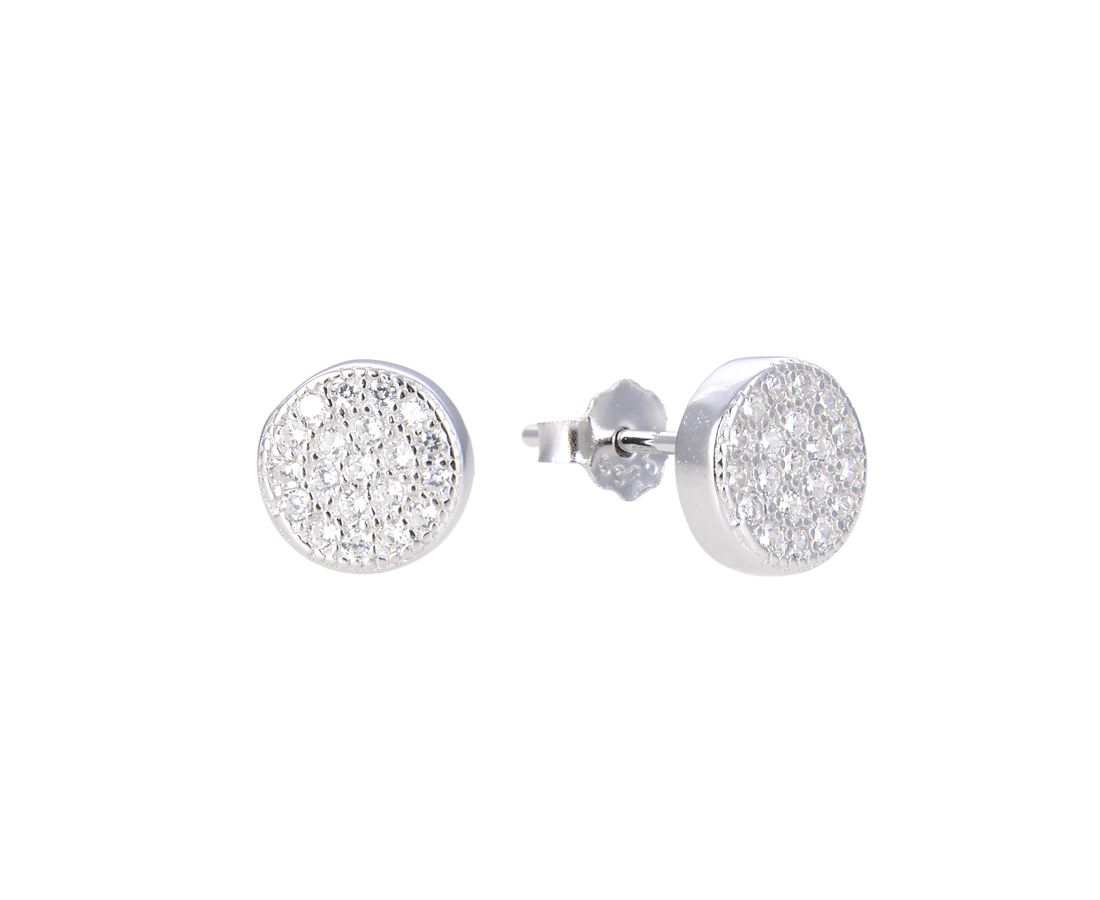 עגיל עגול קטן משובץ