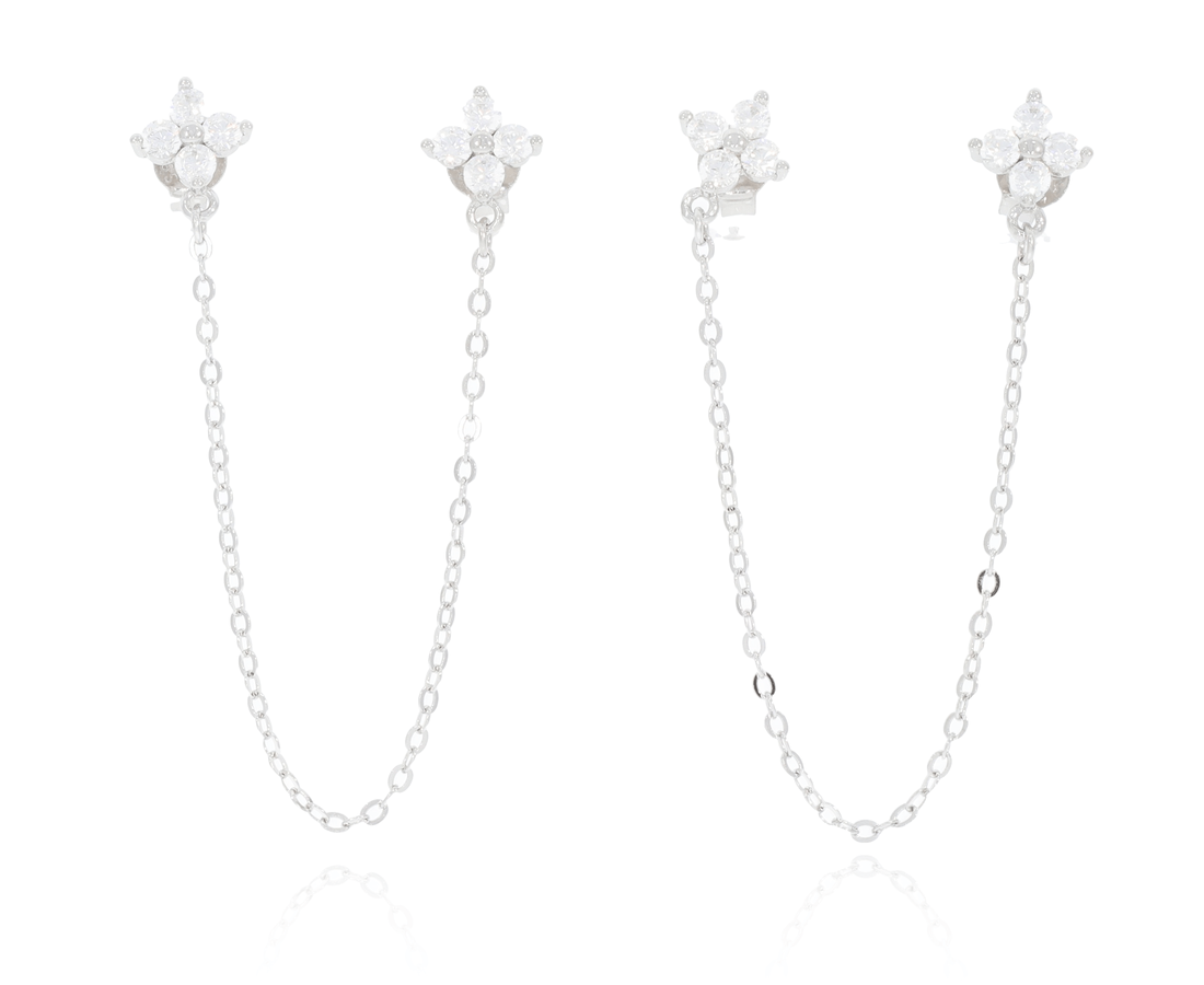 עגילי כסף 925 פרח כפול