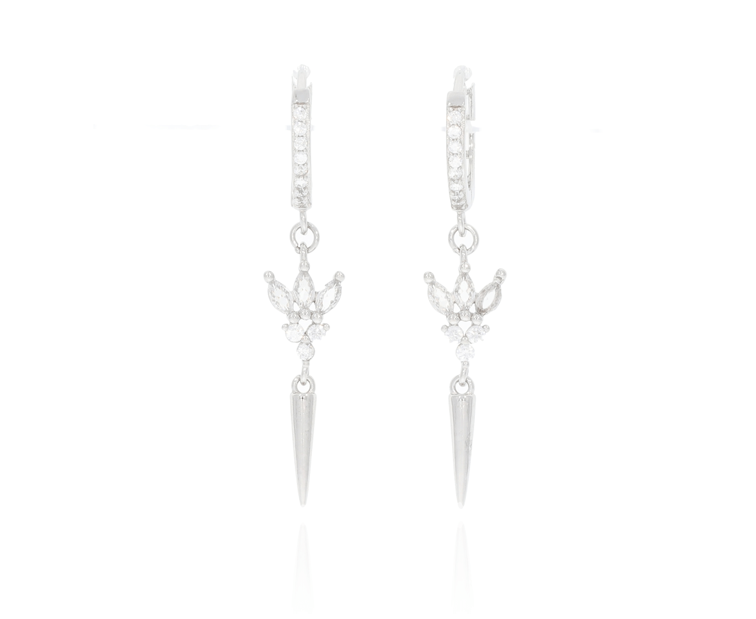 עגילי כסף חישוק לוטוס 925