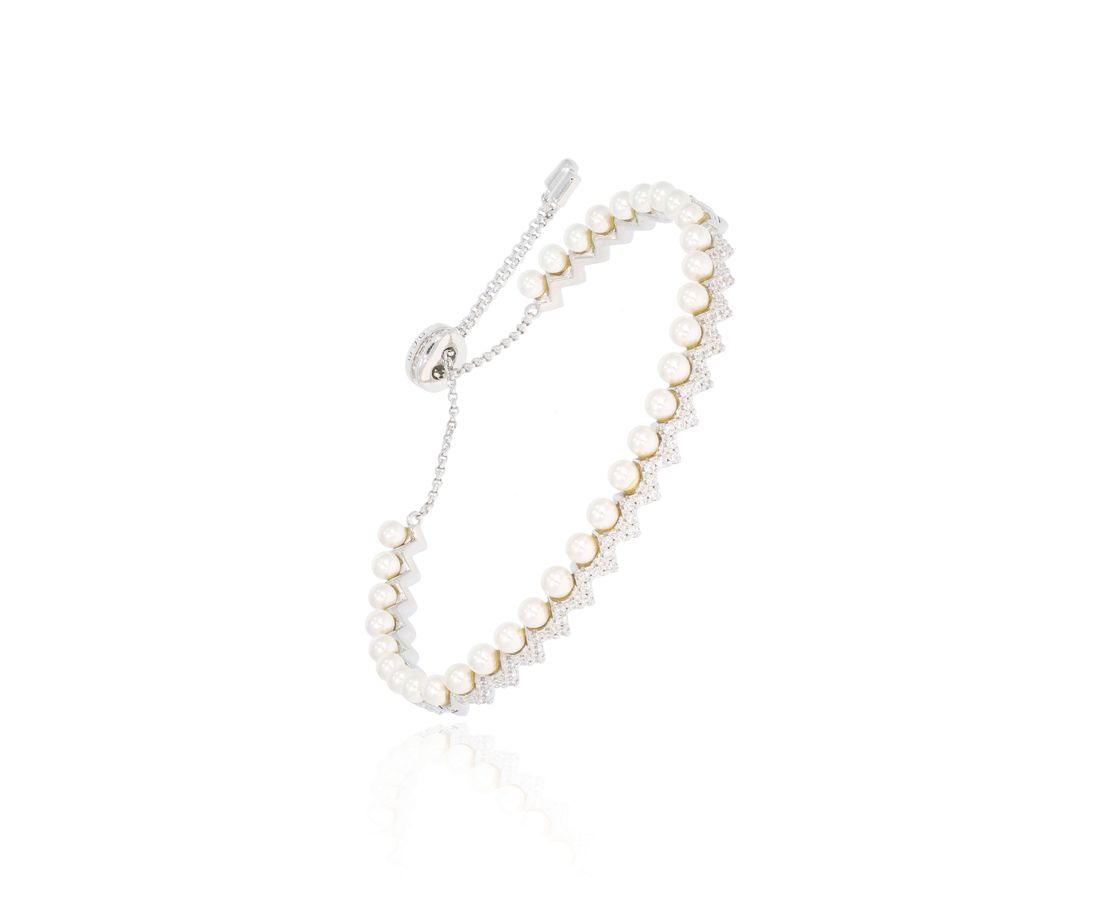 צמיד כסף 925 משולב פנינים