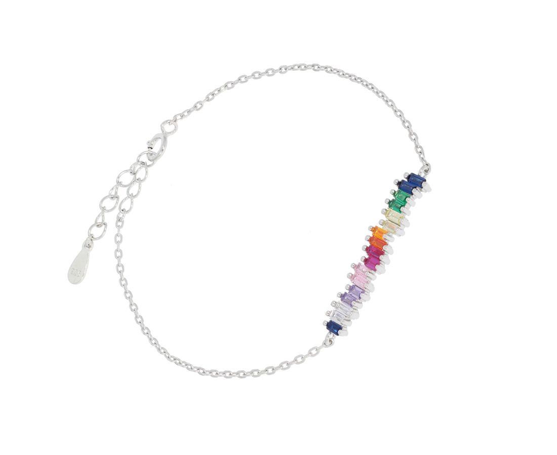 צמיד כסף 925 שיבוץ צבעוני