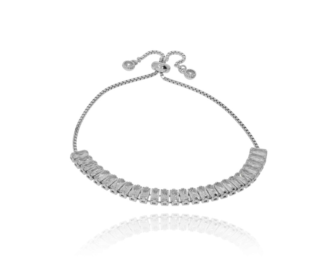 צמיד כסף באגטים סוגר עניבה