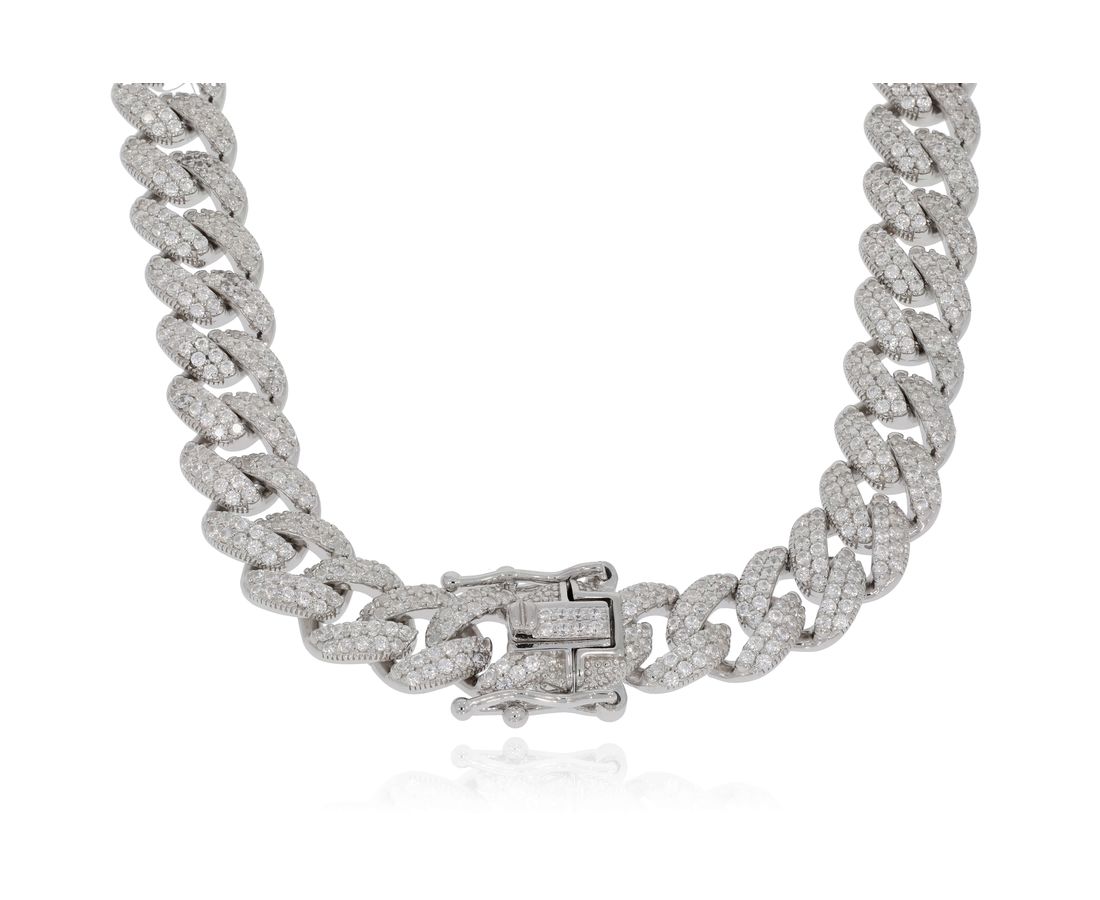 שרשרת כסף חוליות משובץ 60 ס״מ בל