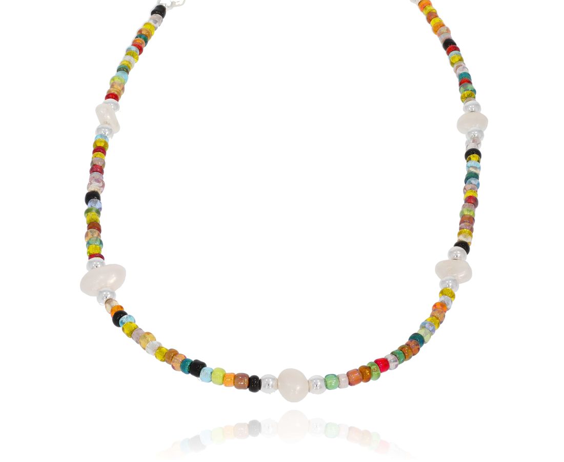 צ׳וקר חרוזים + כסף 925 צבעוני פנינה