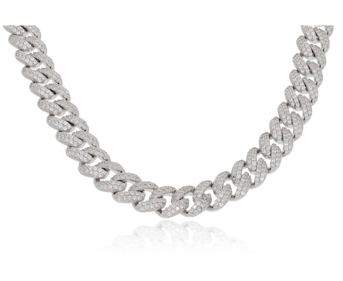 שרשרת כסף חוליות משובץ 60 ס״מ בל