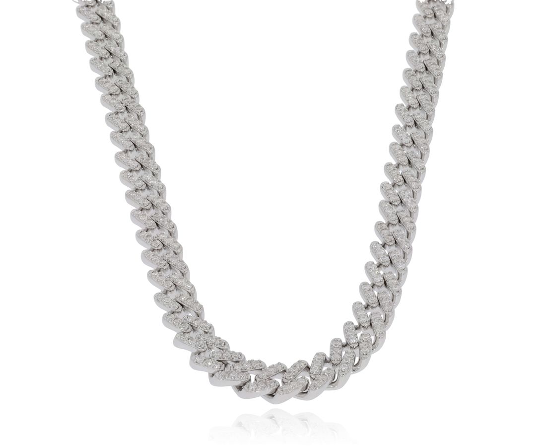 שרשרת כסף חוליות משובץ 60 ס״מ שנאל