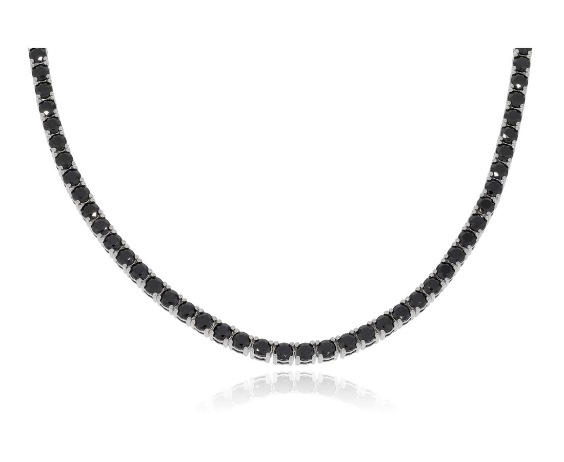שרשרת כסף טניס שיבוץ שחור