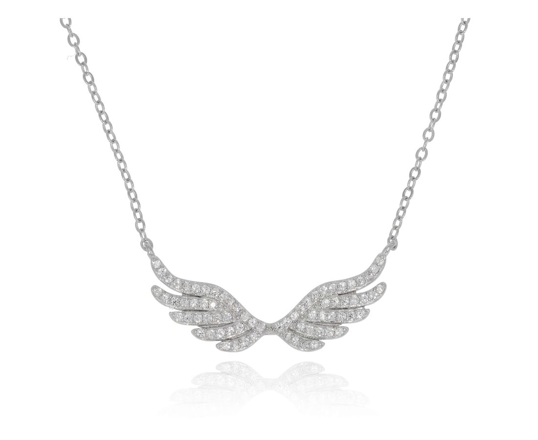 שרשרת כסף כנפיים שיבוץ מלא