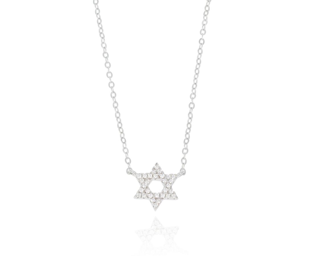 שרשרת כסף מגן דוד משובץ