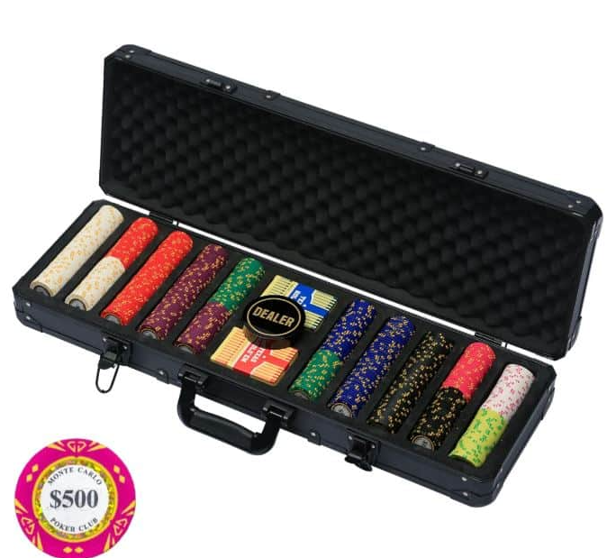 ערכת פוקר מקצועית 500 ז'יטון 14 גרם חימר Monte Carlo- Diamond